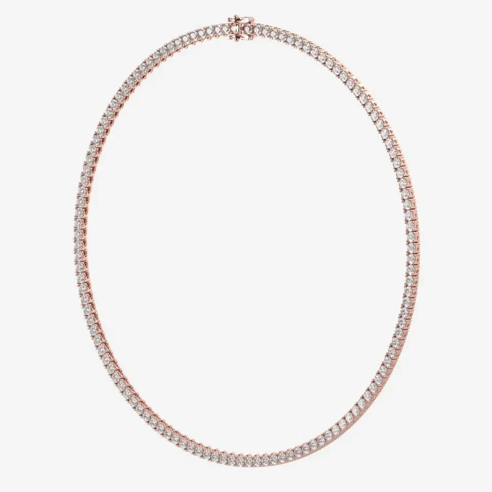 Rose gold Round Cut Tennis Necklace - KJN7264