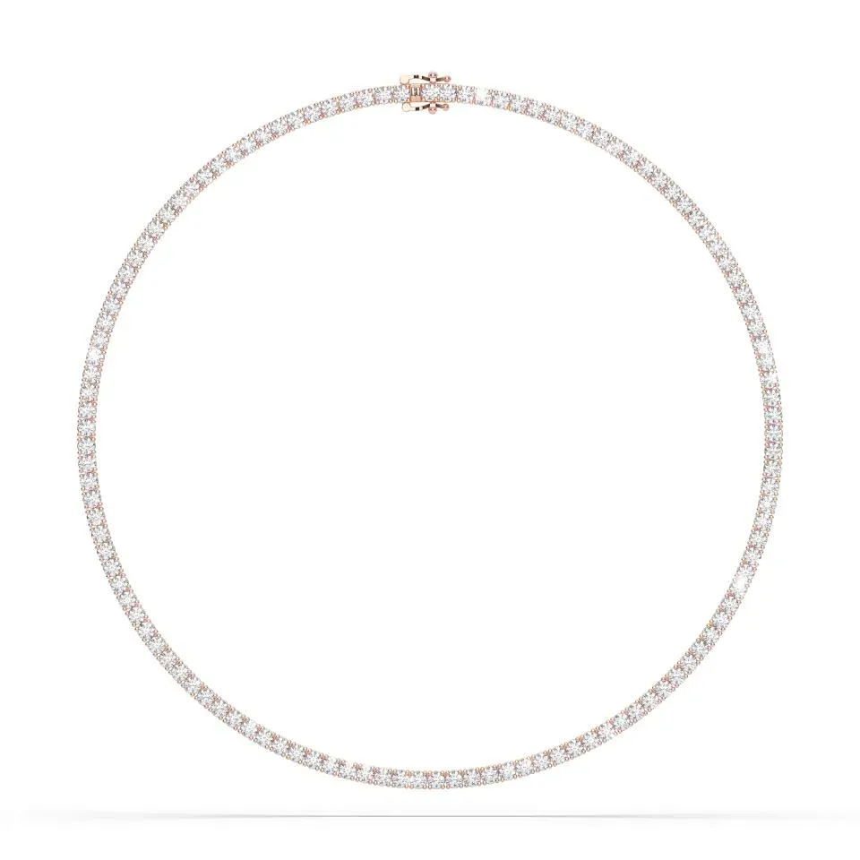 Rose gold Round Cut Tennis Necklace - KJN7265