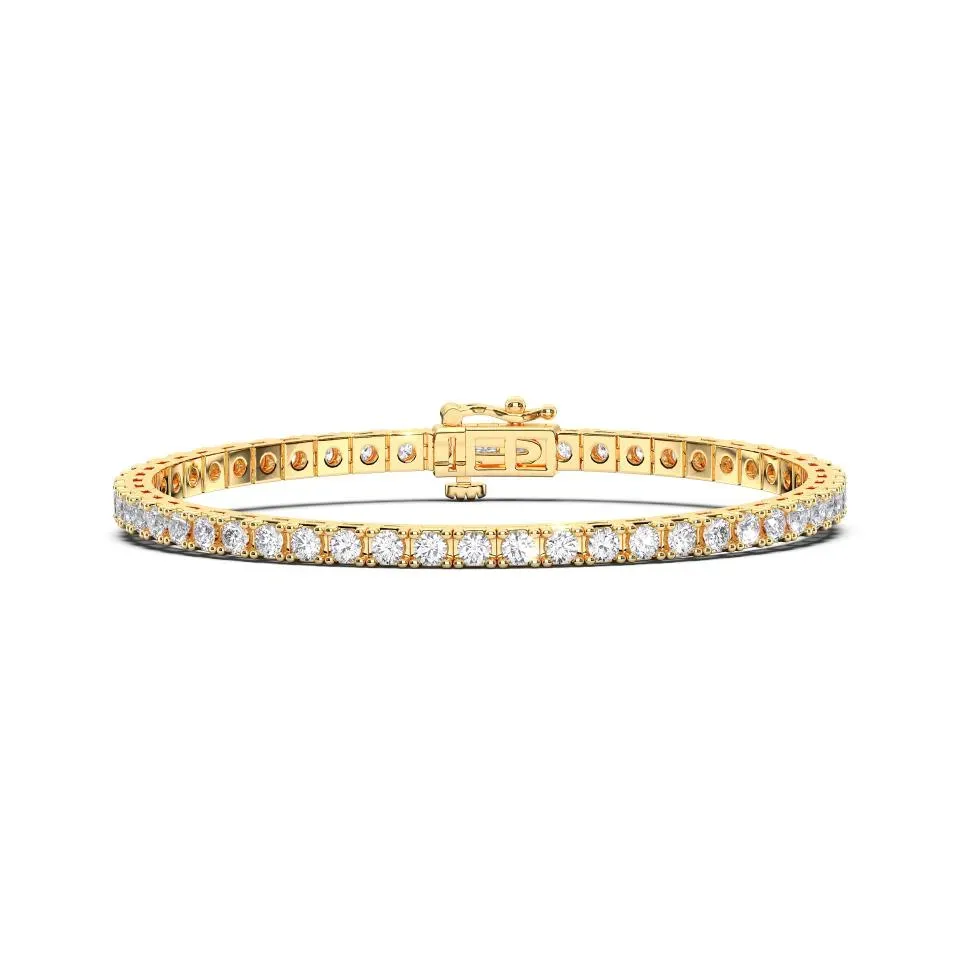 Yellow gold Round Cut 4prong Tennis Bracelet - KJB788