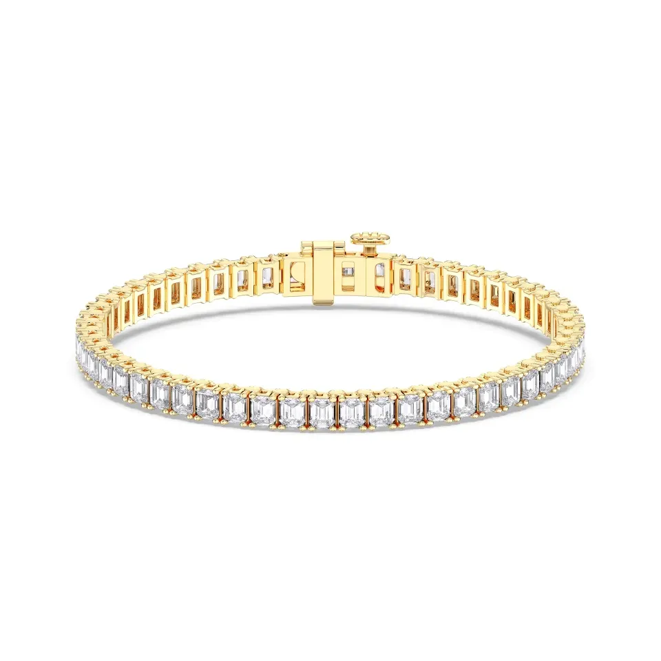 Yellow gold Emerald Cut Tennis Bracelet (n-s) - KJB14227