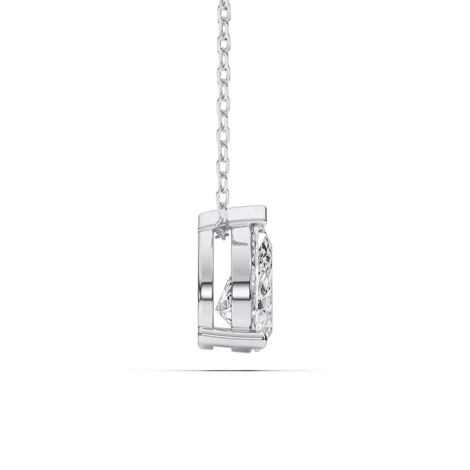 White gold Pear Cut Solitaire Pendant