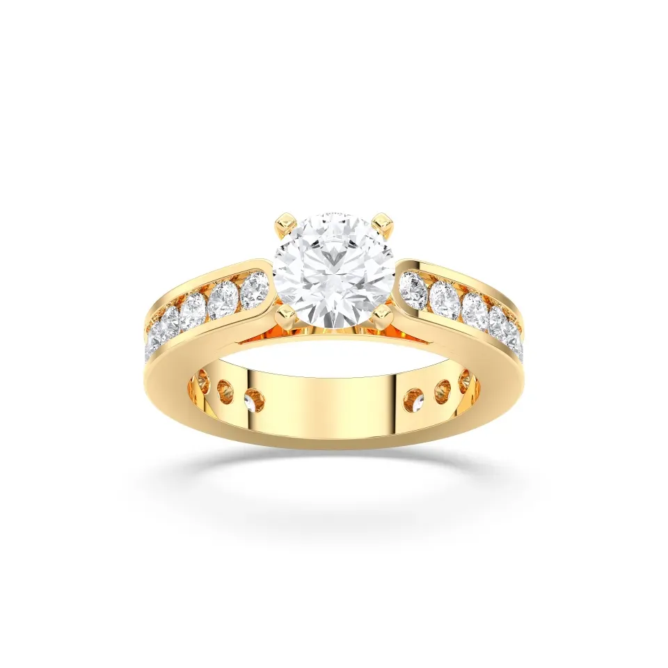 Yellow gold Round Cut Channel Set Ring