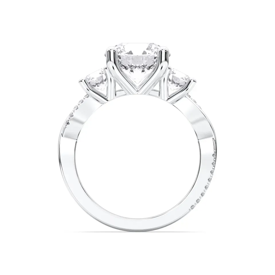 White gold Round Cut Trinity Side Stone Ring