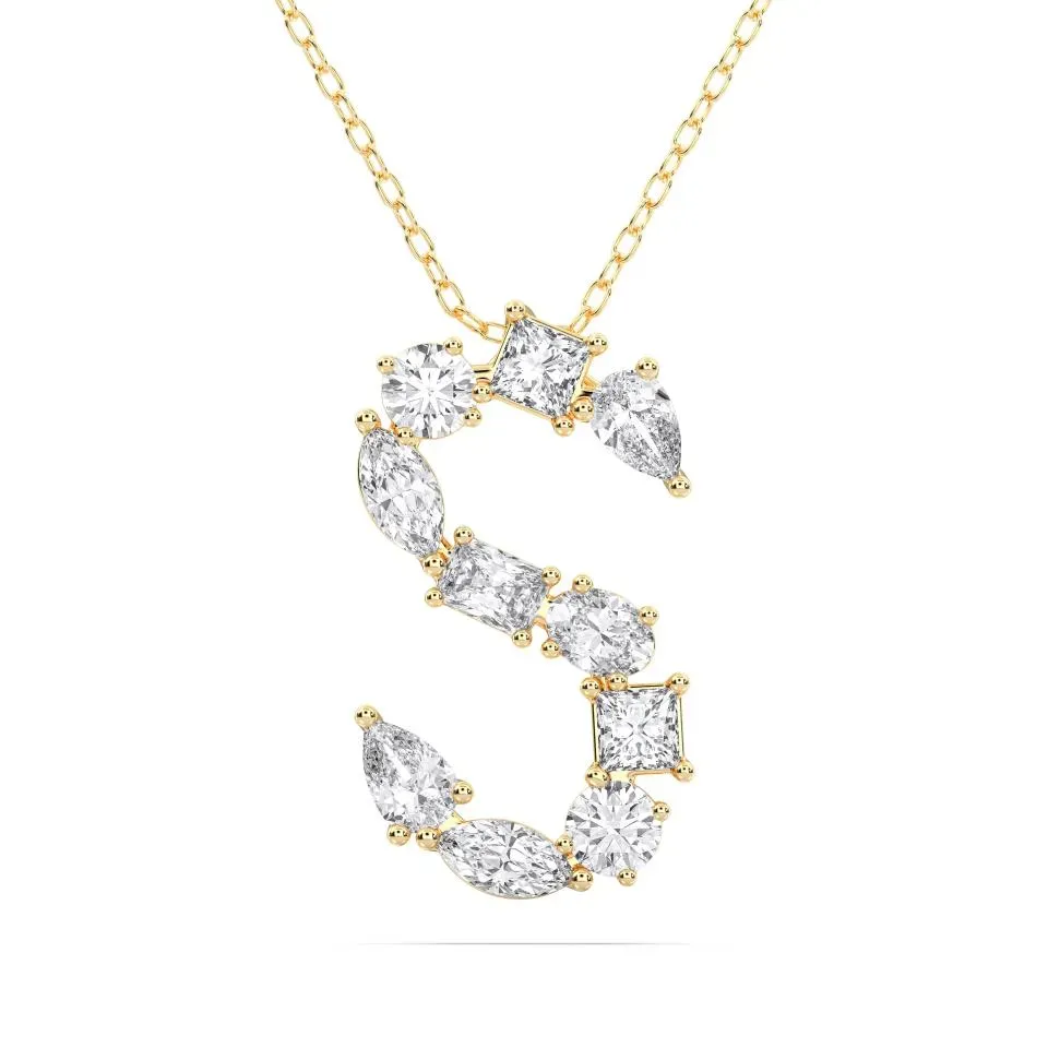 Yellow gold S - Alphabet Pendant