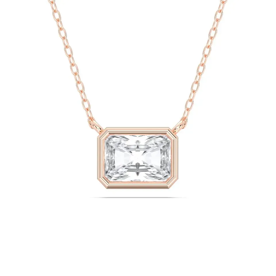 Rose gold Radiant Cut Bezel Solitaire Pendant
