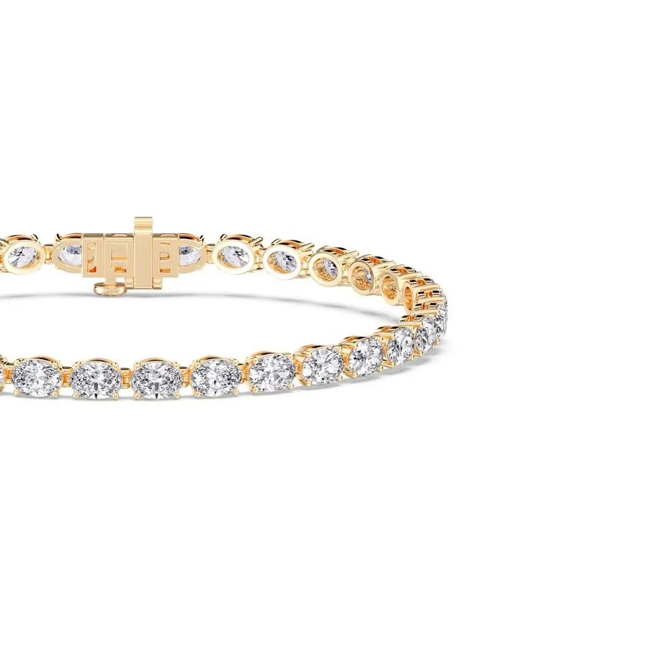 Yellow gold Oval Cut Tennis Bracelet (e-w) - KJB17079