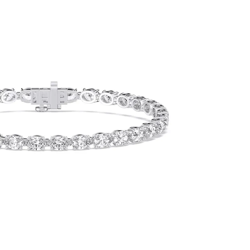 Silver Oval Cut Tennis Bracelet (e-w) - KJB17079