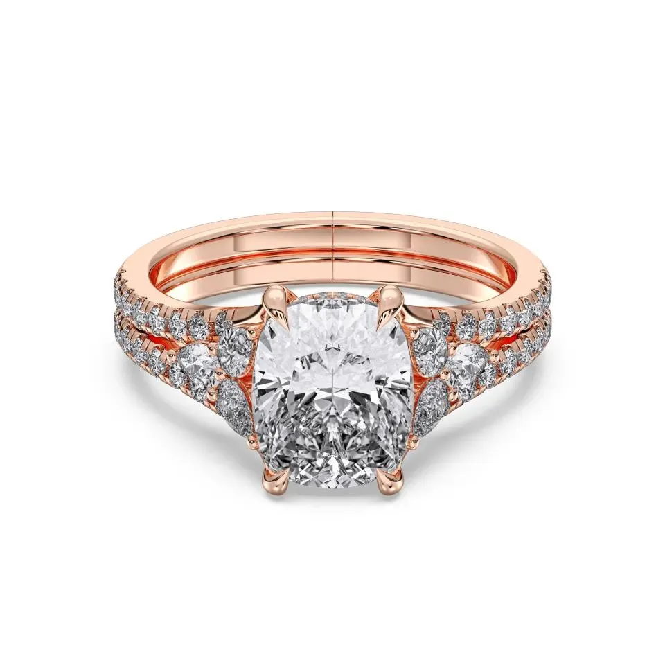 Rose gold Cushion Cut High End Hidden Halo Ring