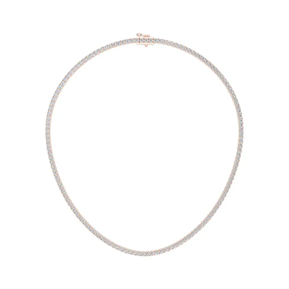 Rose gold Round Cut Tennis Necklace (lw)