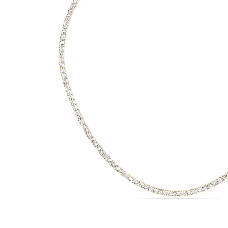 Yellow gold Round Cut Tennis Necklace - KJN7263