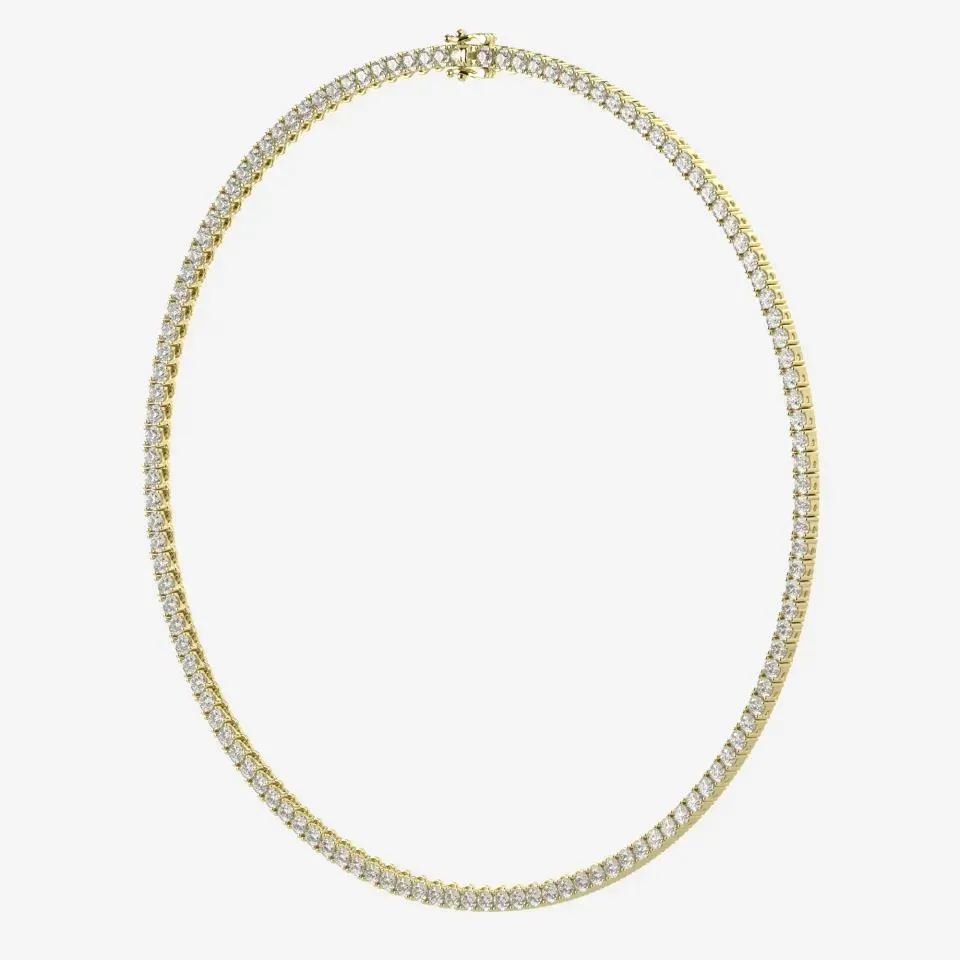 Yellow gold Round Cut Tennis Necklace - KJN7265