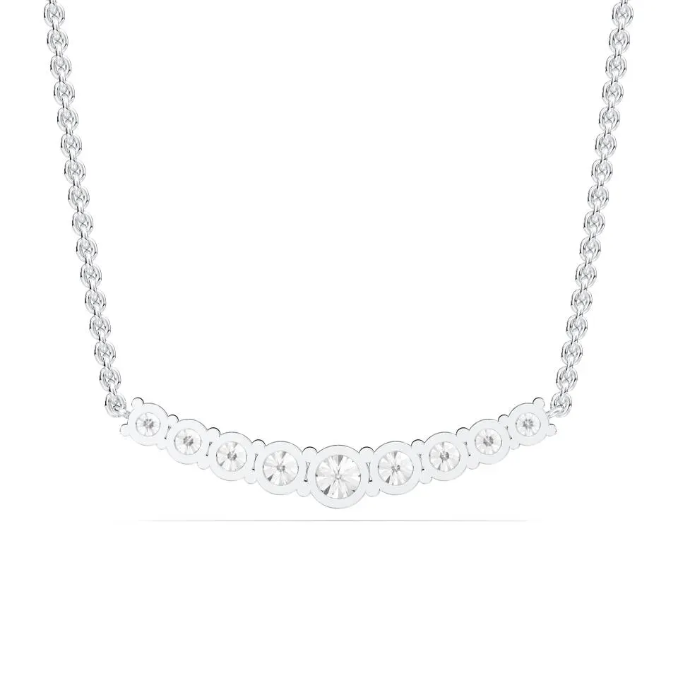White gold Round Cut 9stone Pendant