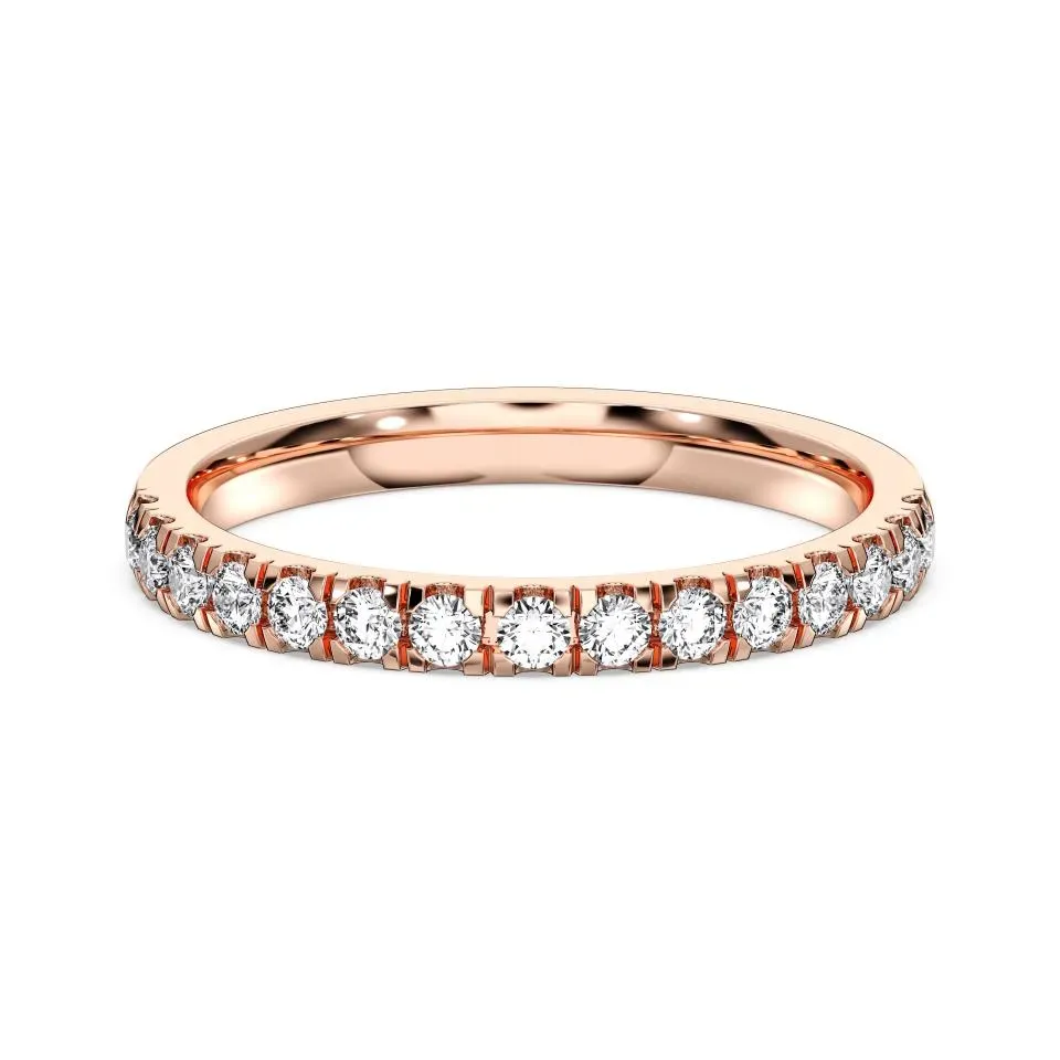 Rose gold Side Stone Thin Matching Wedding Band