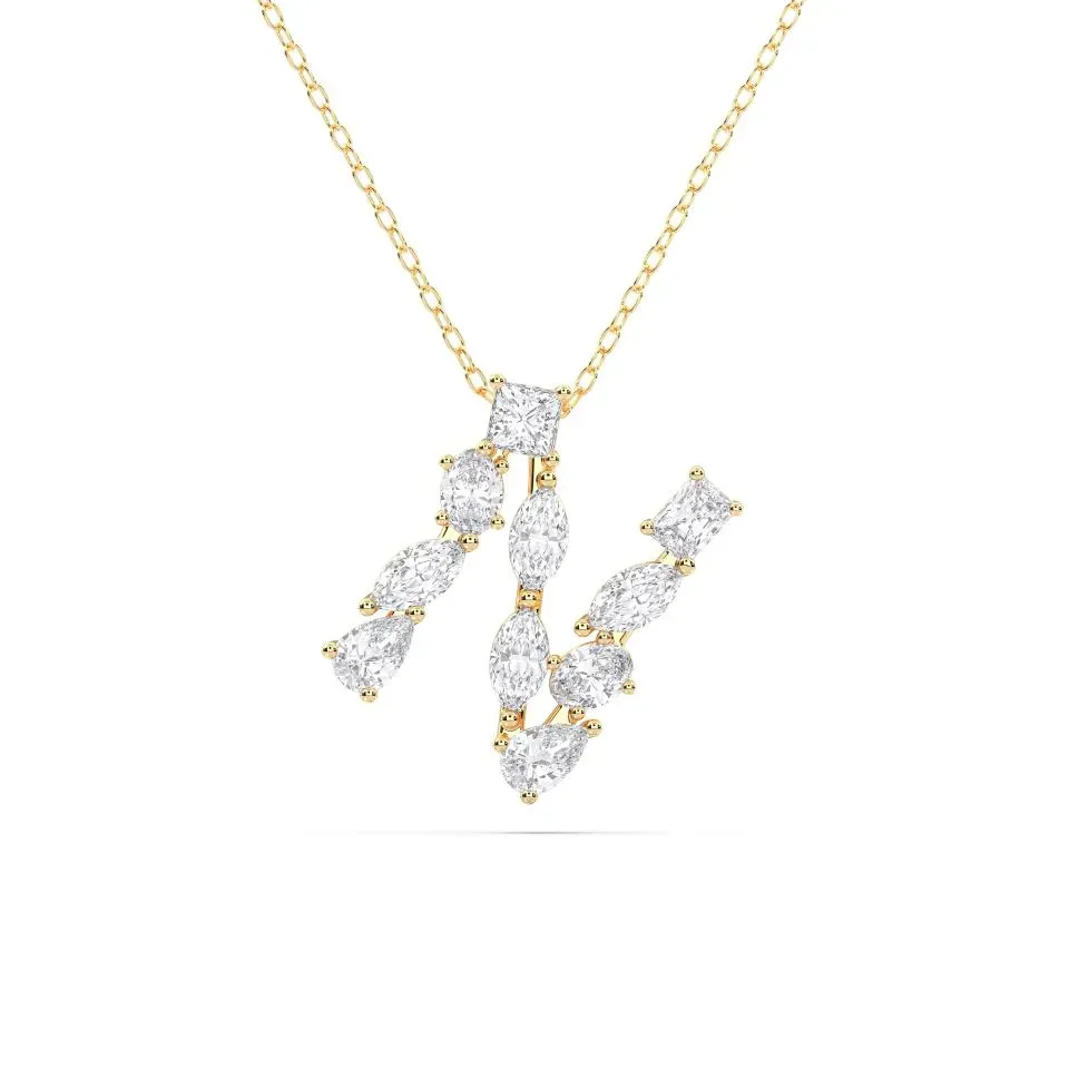 Yellow gold N - Alphabet Pendant