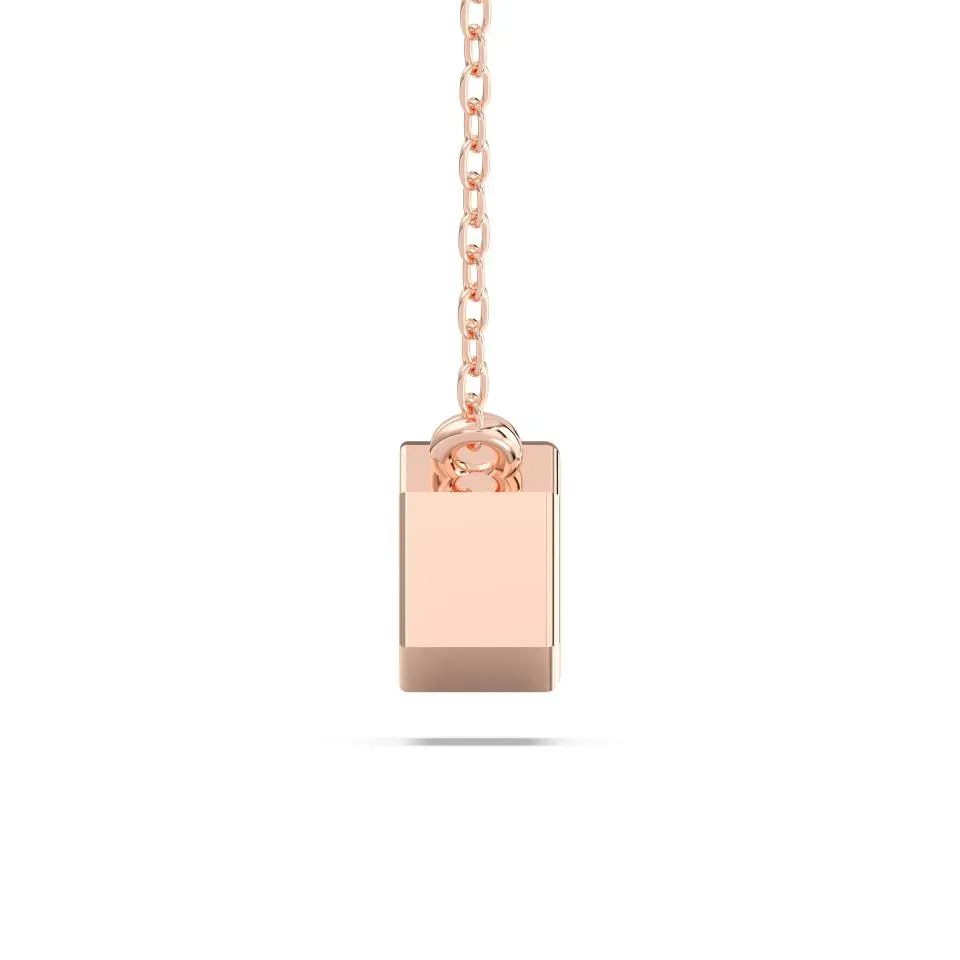 Rose gold Emerald Cut Bezel Solitaire Pendant