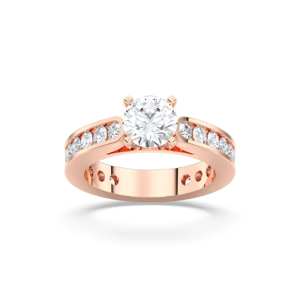 Rose gold Round Cut Channel Set Ring
