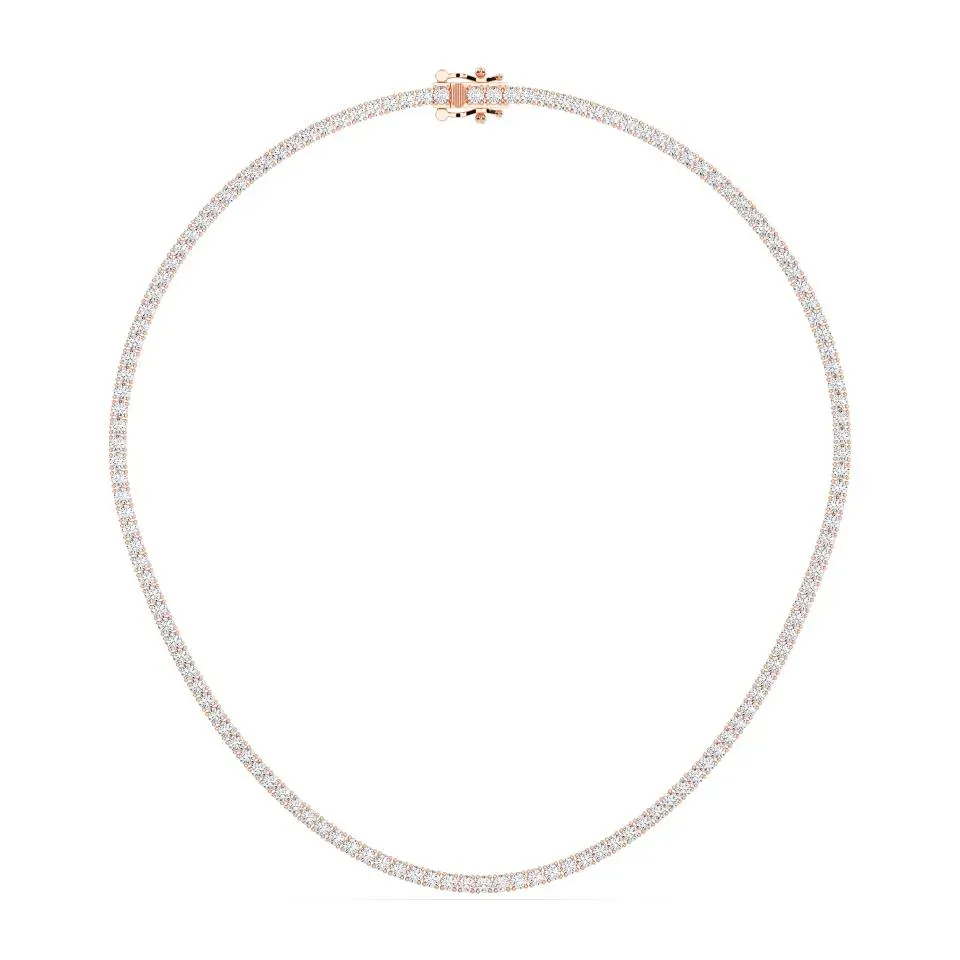 Rose gold Round Cut Tennis Necklace - KJN8649