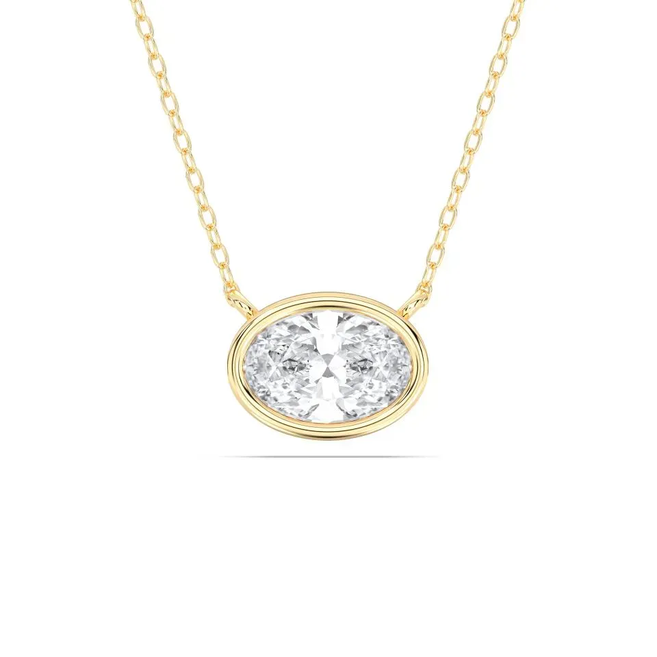 Yellow gold Oval Cut Bezel Solitaire Pendant