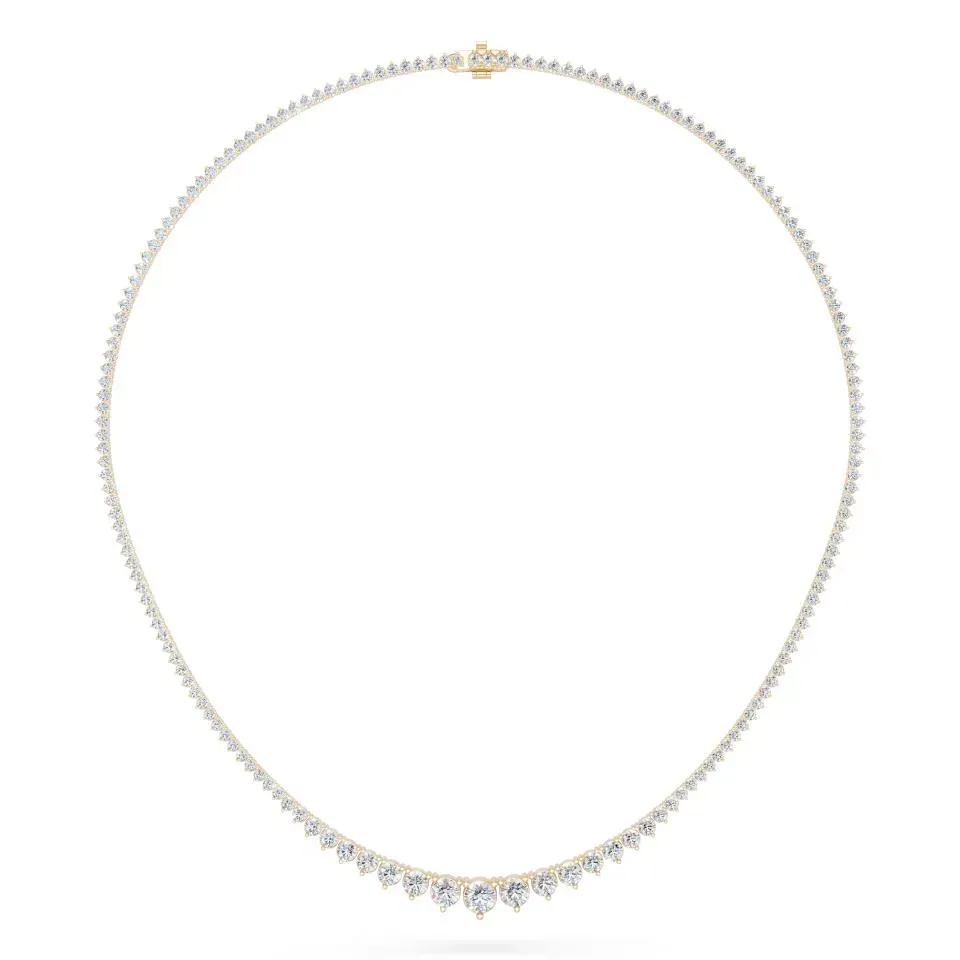 Yellow gold Round Cut Riviera Necklace - KJN14232