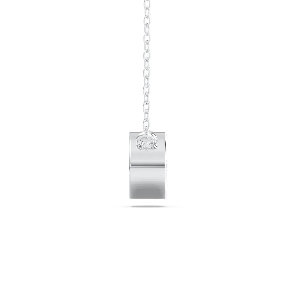 White gold Oval Cut Bezel Solitaire Pendant
