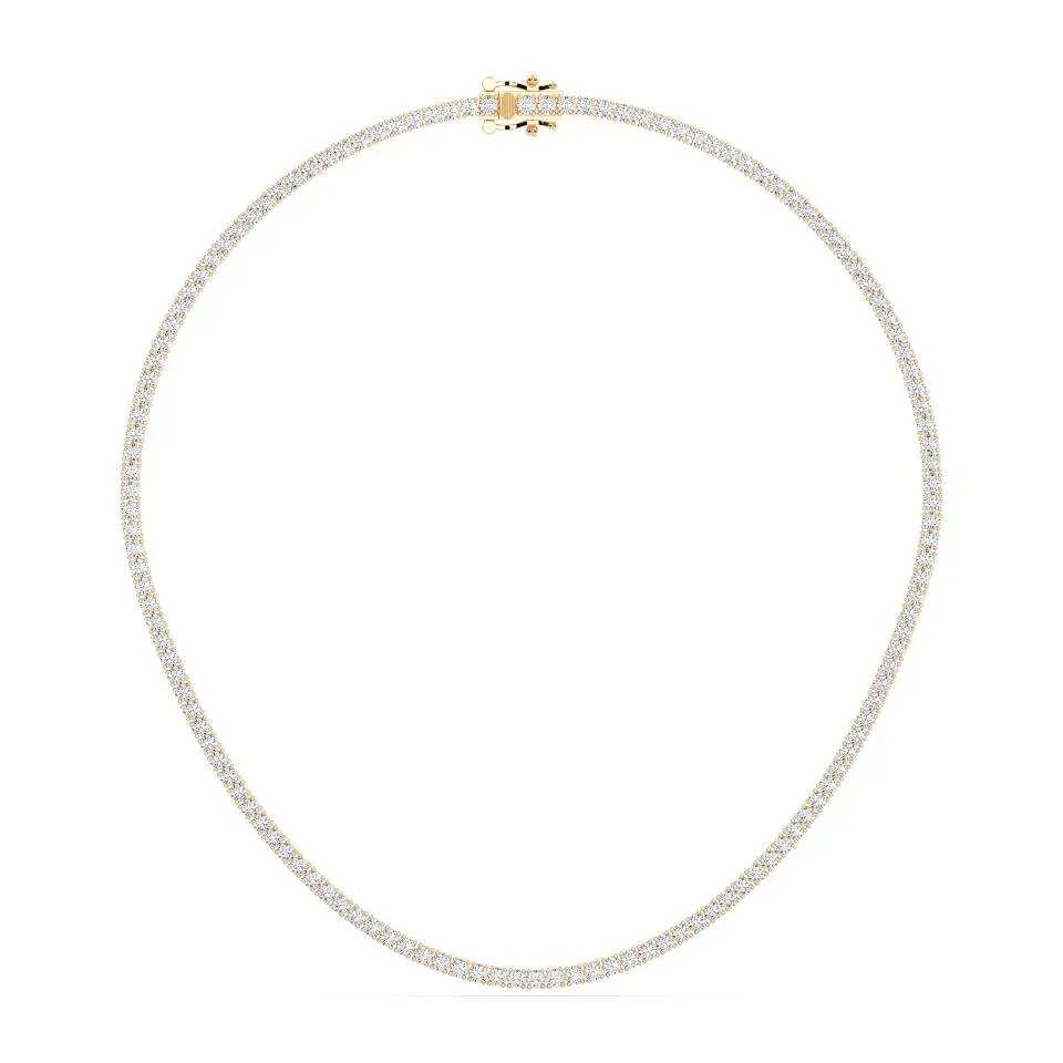 Yellow gold Round Cut Tennis Necklace - KJN8649
