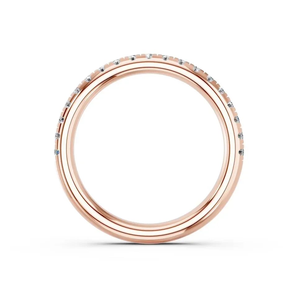 Rose gold Side Stone Thin Matching Wedding Band