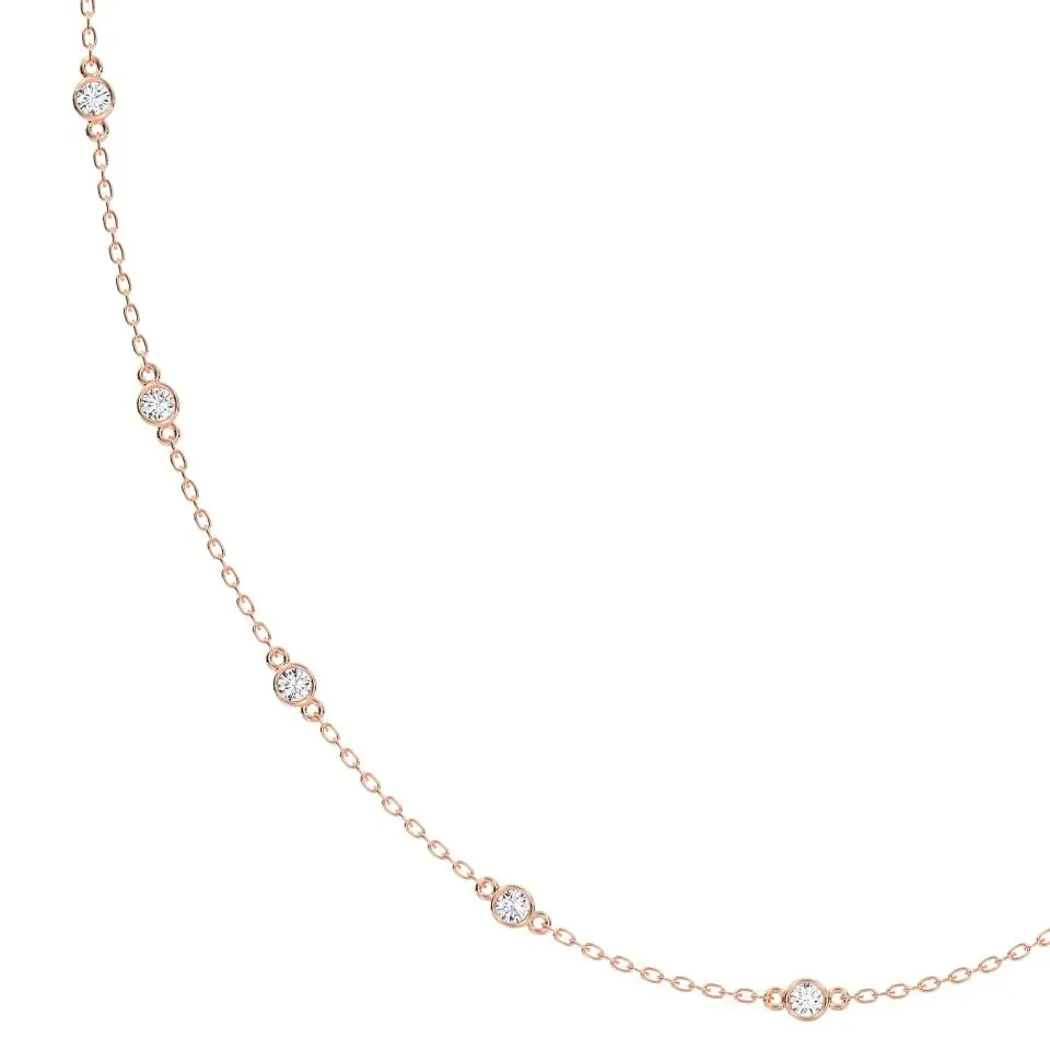 Rose gold Round Cut Diamond By The Yard Necklace