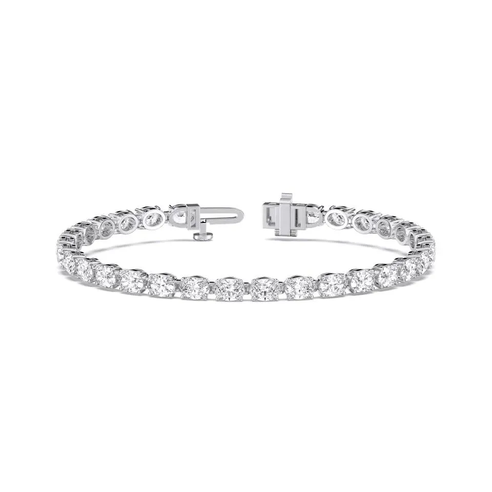Silver Oval Cut Tennis Bracelet (e-w) - KJB17079