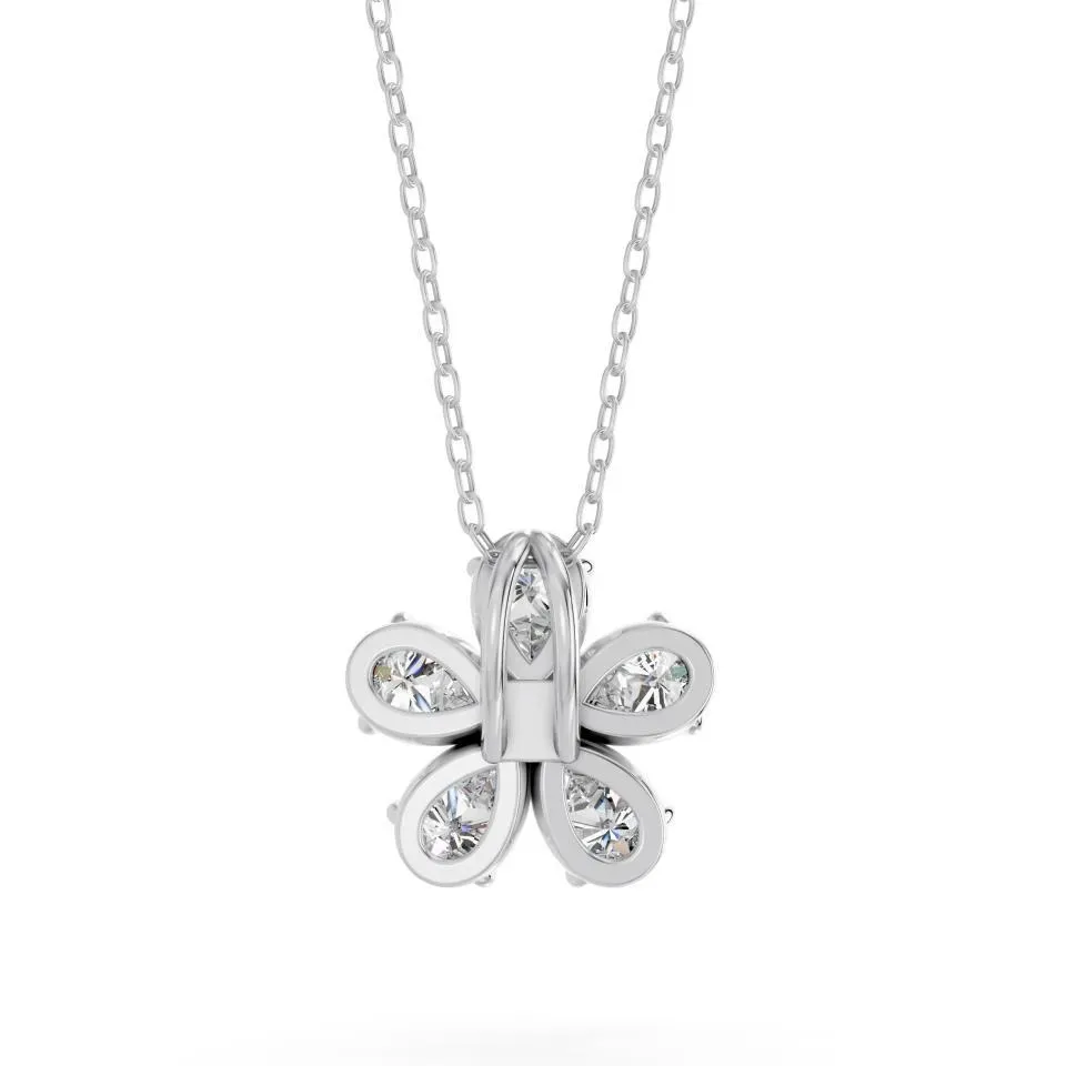 White gold Floral Diamond Cluster Pendant
