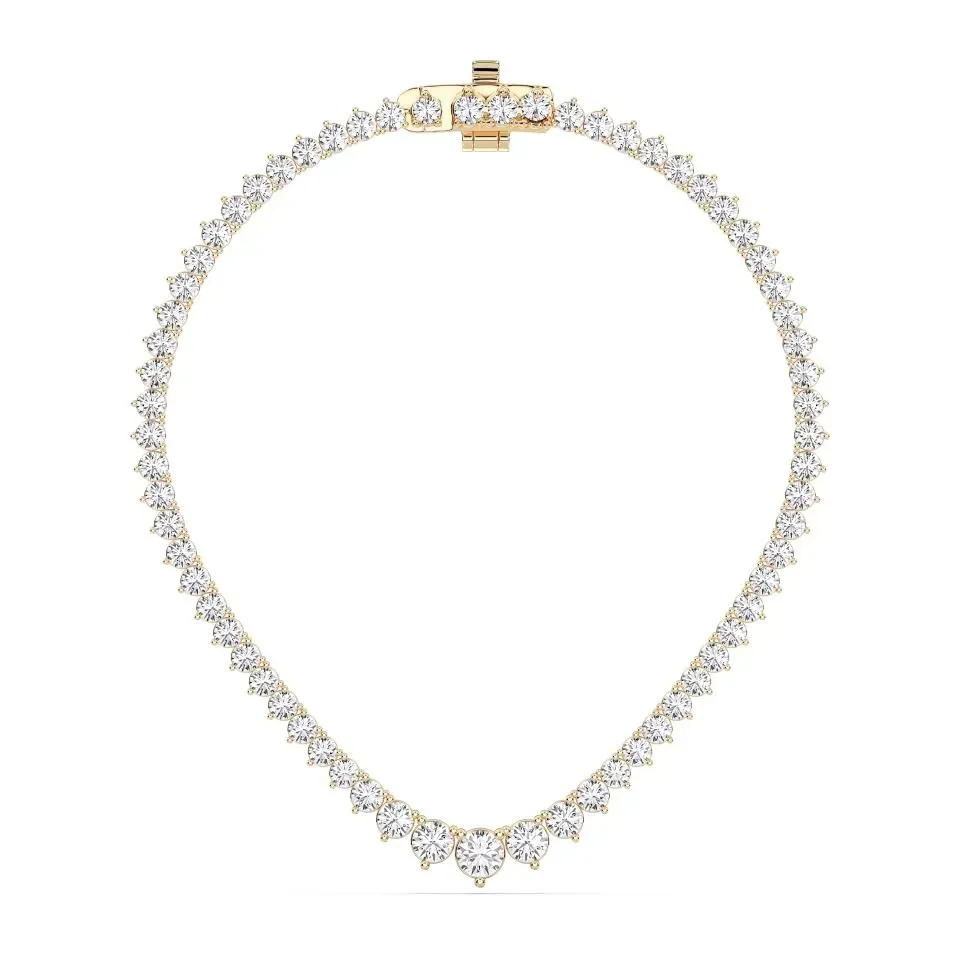 Yellow gold Round Cut Riviera Necklace - KJN7285