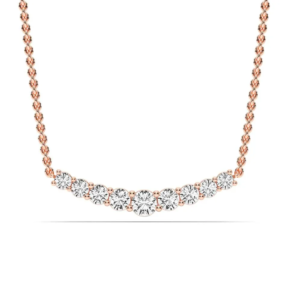 Rose gold Round Cut 9stone Pendant