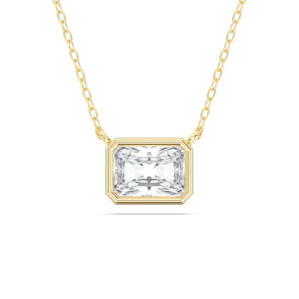 Yellow gold Radiant Cut Bezel Solitaire Pendant