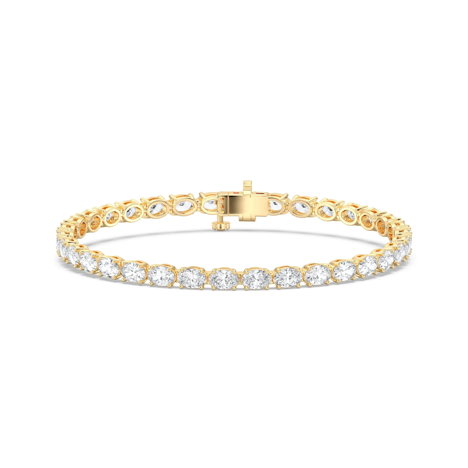 Yellow gold Oval Cut Tennis Bracelet (e-w) - KJB8227