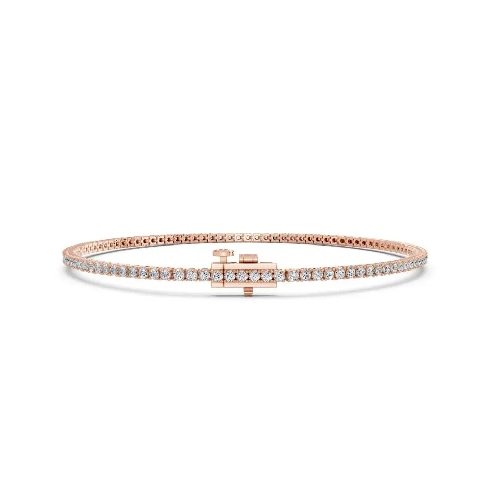 Rose gold Round Cut 4prong Tennis Bracelet (lw)
