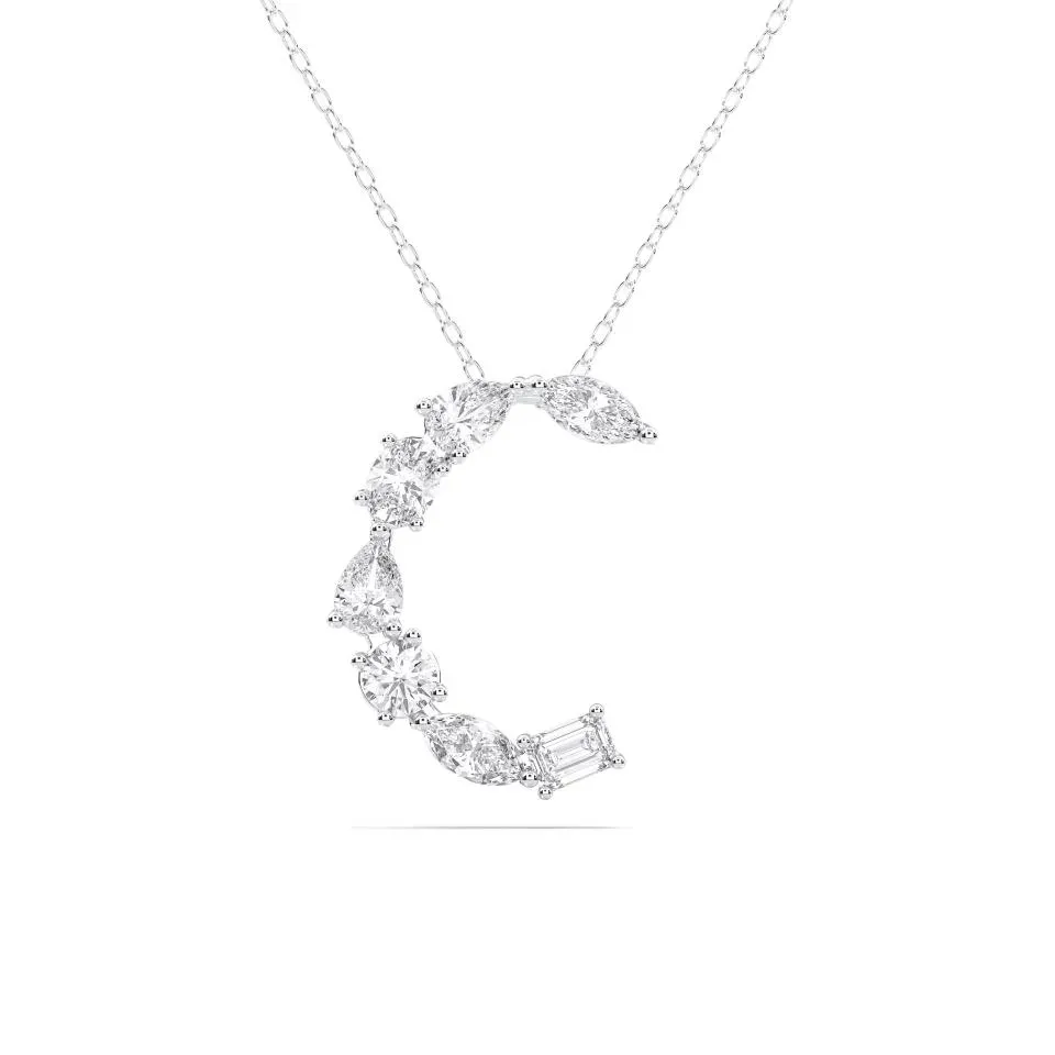 White gold C - Alphabet Pendant