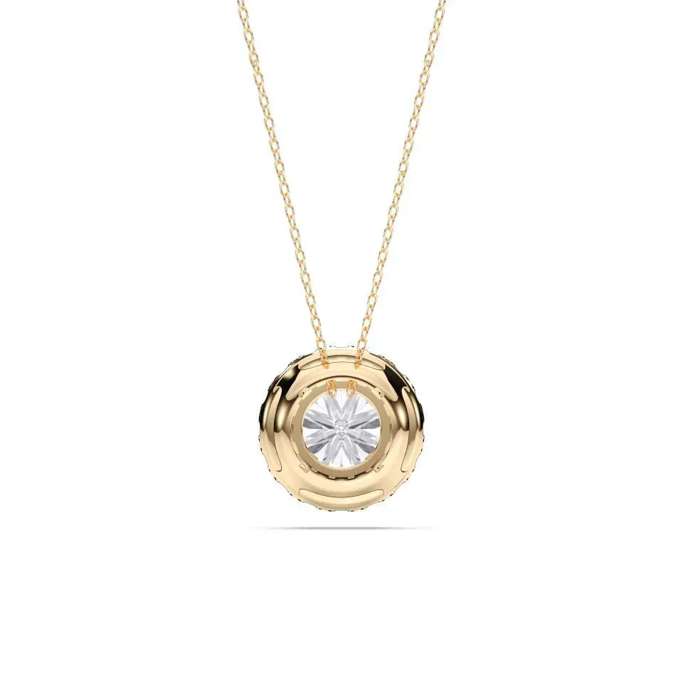 Yellow gold Round Cut Halo Solitaire Pendant