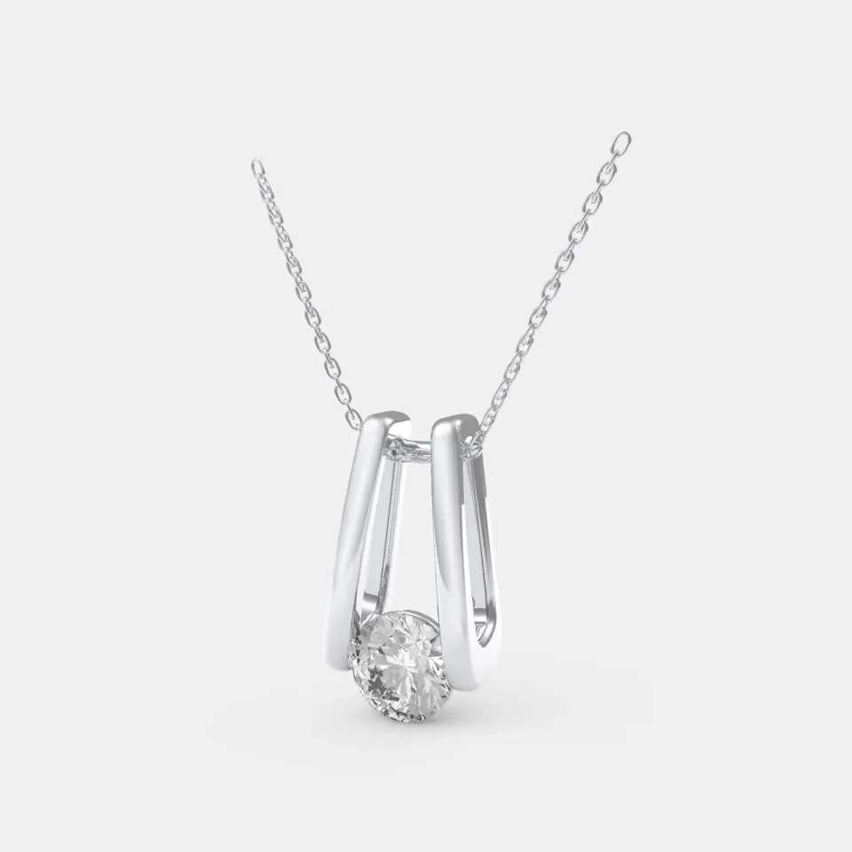 Silver Round Cut Floating Solitaire Pendant