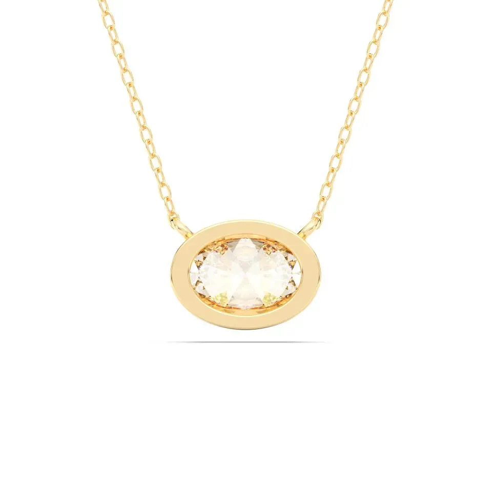 Yellow gold Oval Cut Bezel Solitaire Pendant