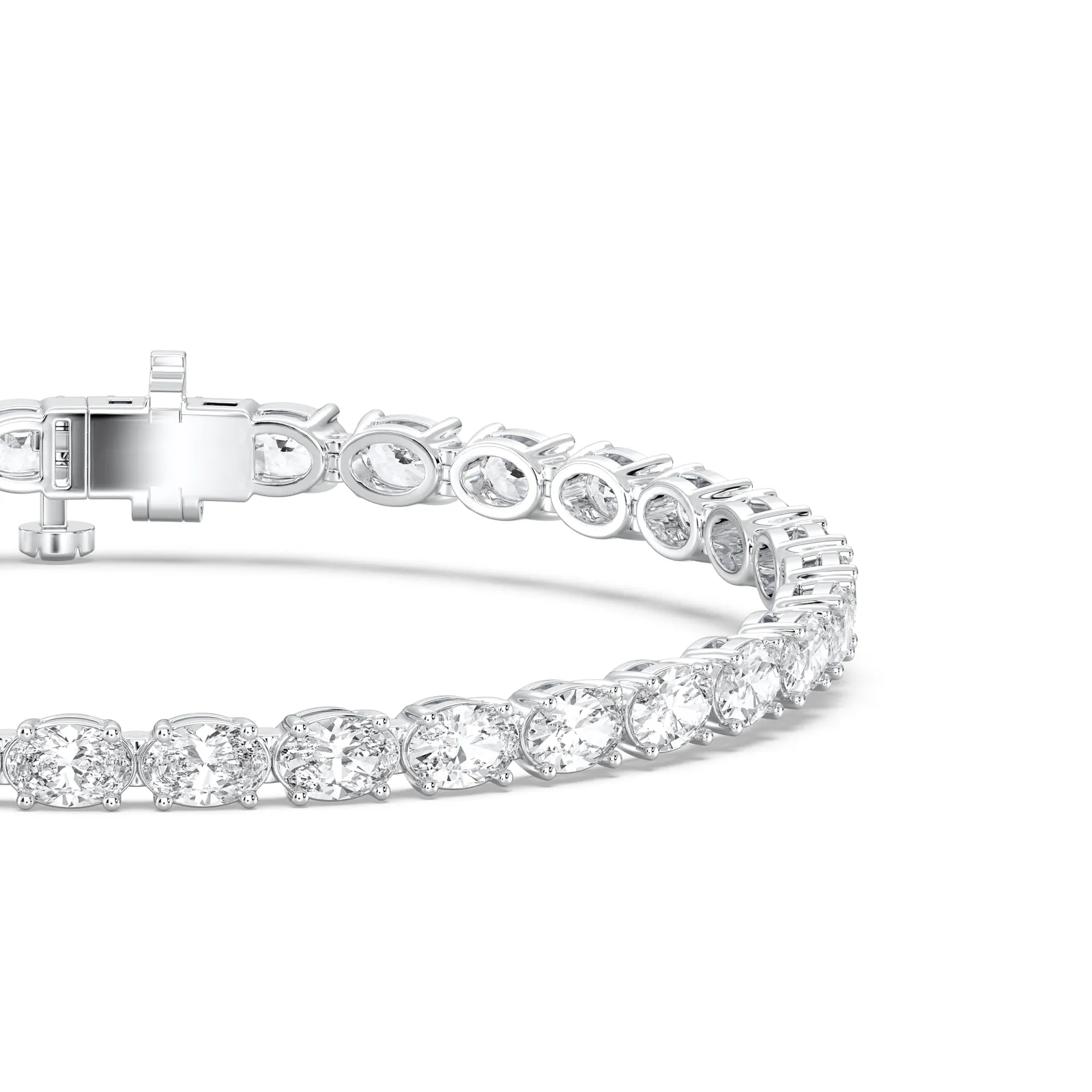Silver Oval Cut Tennis Bracelet (e-w) - KJB8227