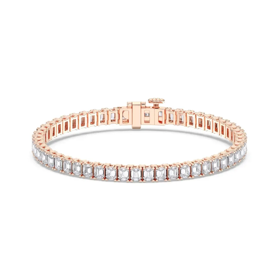 Rose gold Emerald Cut Tennis Bracelet (n-s) - KJB14227