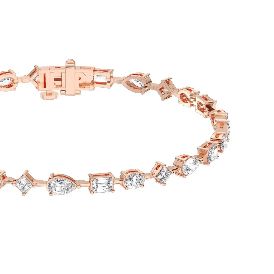 Rose gold Multishape Tennis Bracelet