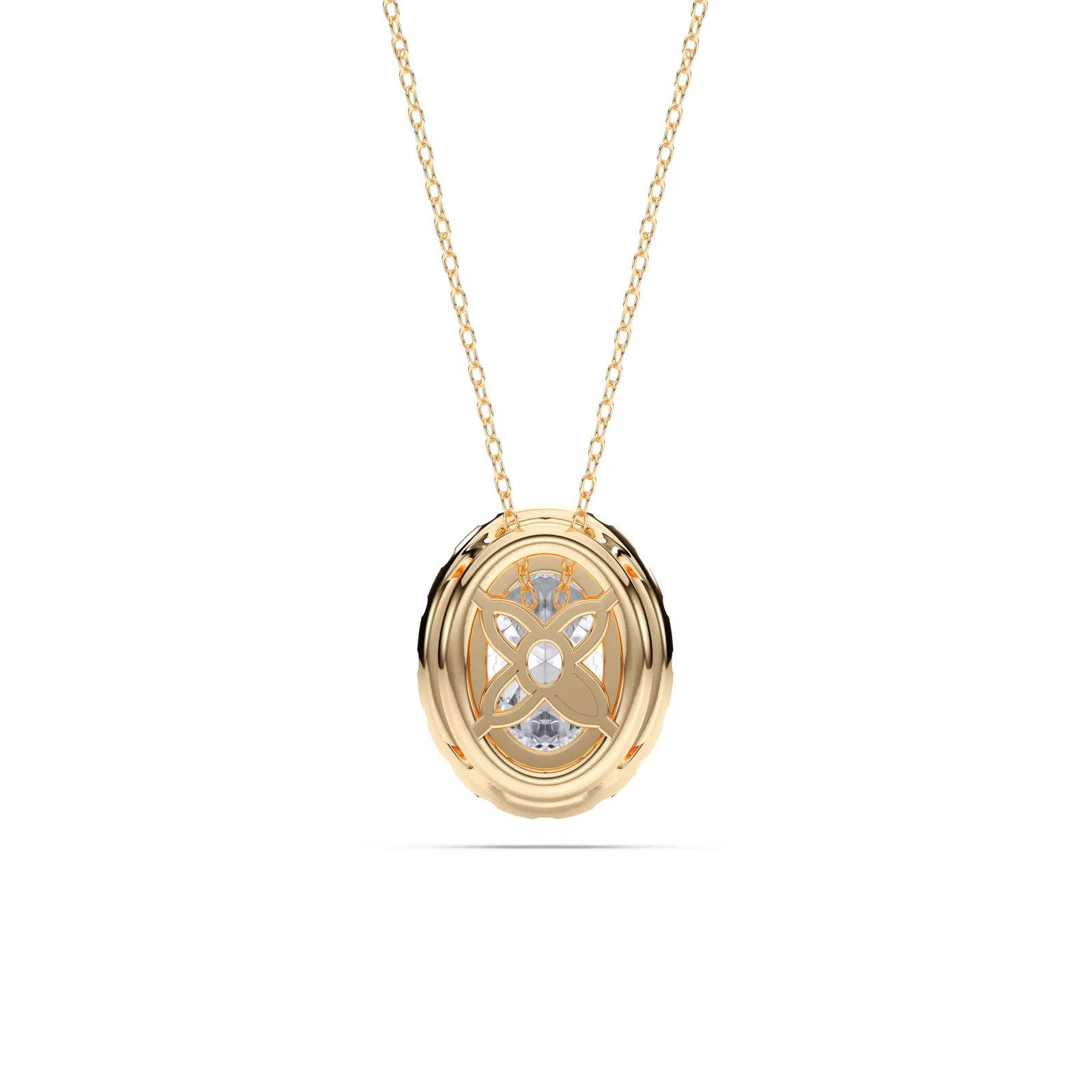Yellow gold Oval Cut Halo Solitaire Pendant