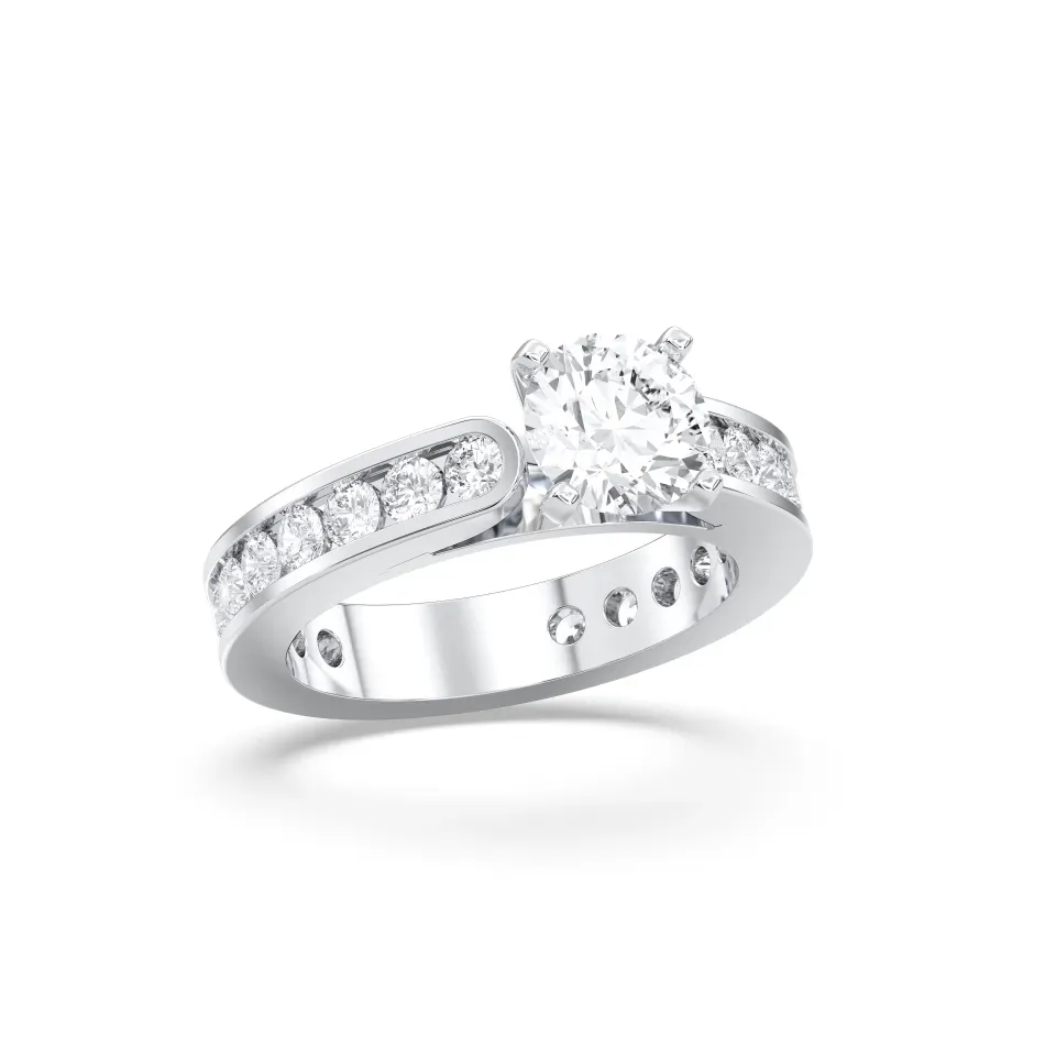 Silver Round Cut Channel Set Ring