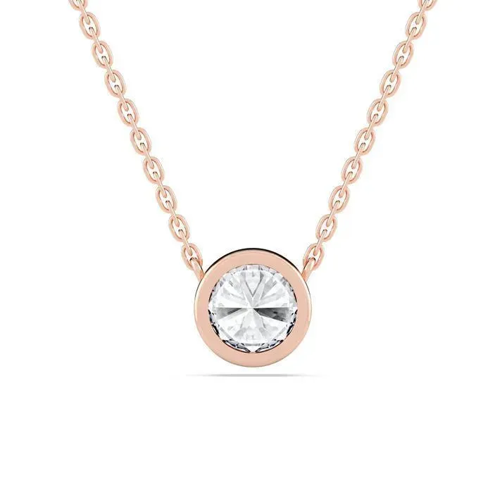 Rose gold Round Cut Bezel Solitaire Pendant