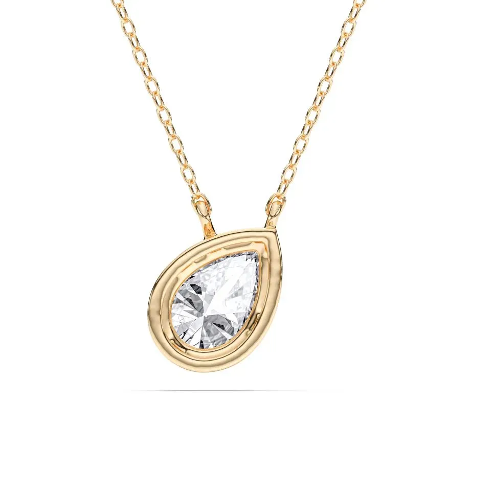 Yellow gold Pear Cut Bezel Solitaire Pendant