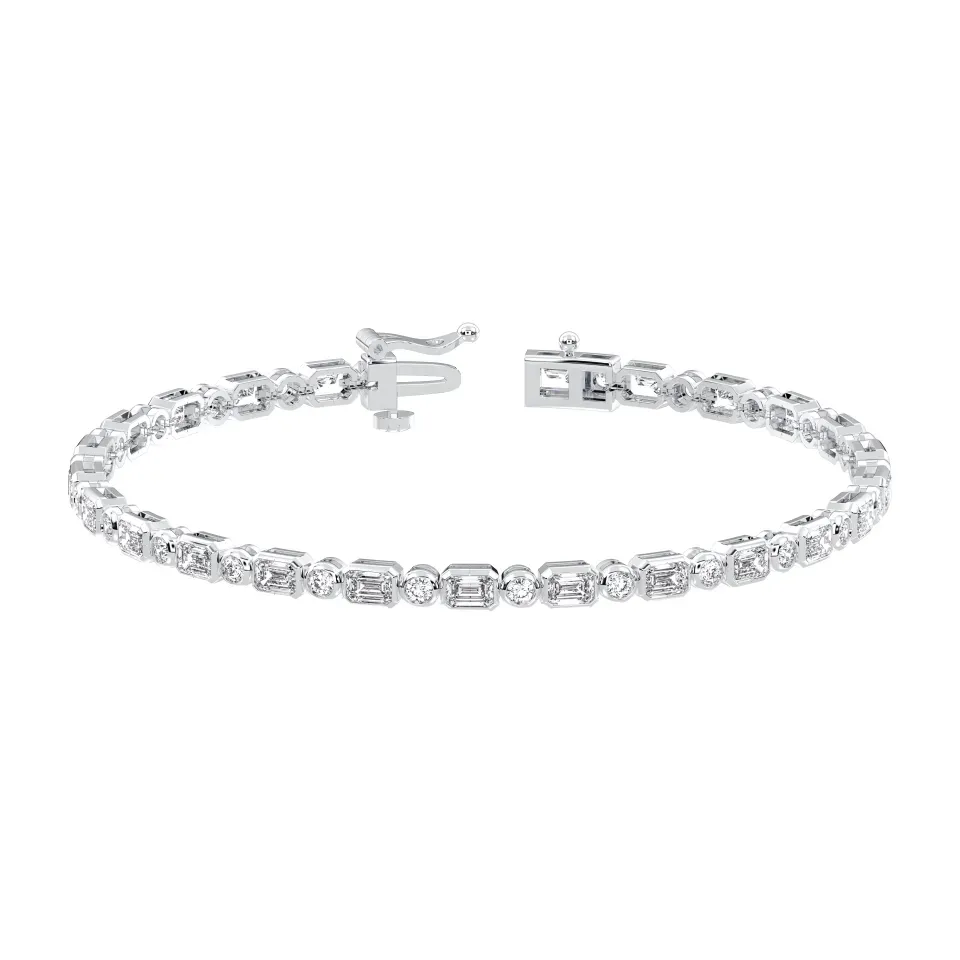 Silver Emerald Cut Bracelet