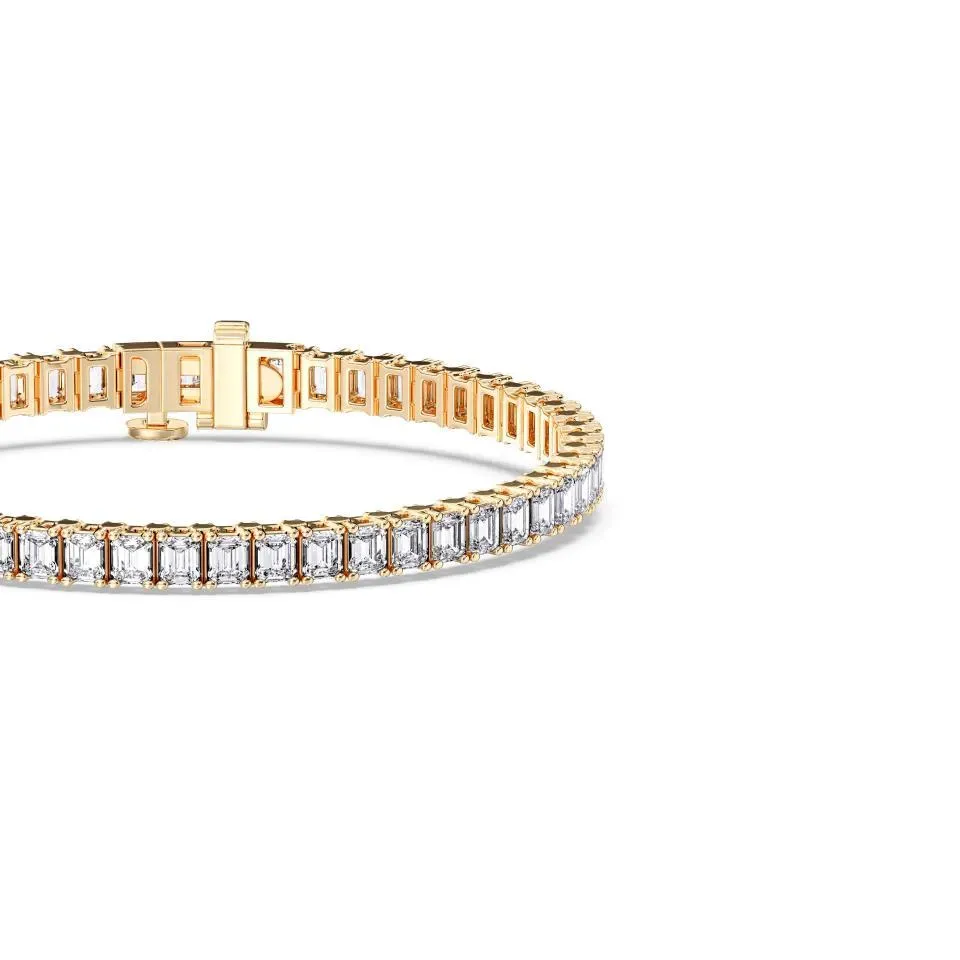 Yellow gold Emerald Cut Tennis Bracelet (n-s) - KJB14227