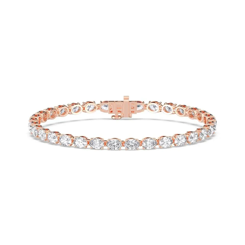 Rose gold Oval Cut Tennis Bracelet (e-w) - KJB17079