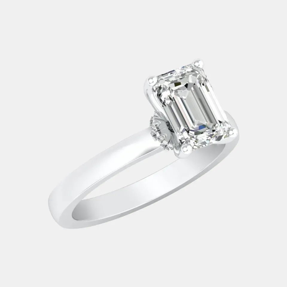 White gold Emerald Cut Collar Ring