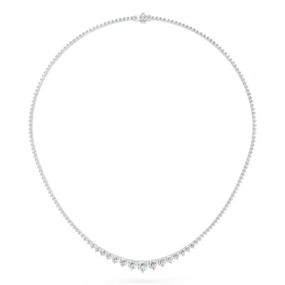 White gold Round Cut Riviera Necklace - KJN7284